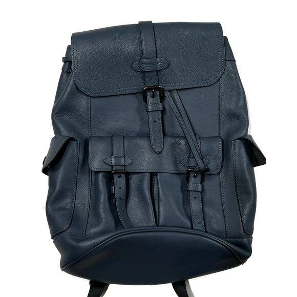 Coach Hudson Leather Backpack Teal Blue Bucket School Work Briefcase Office - Picture 1 of 13